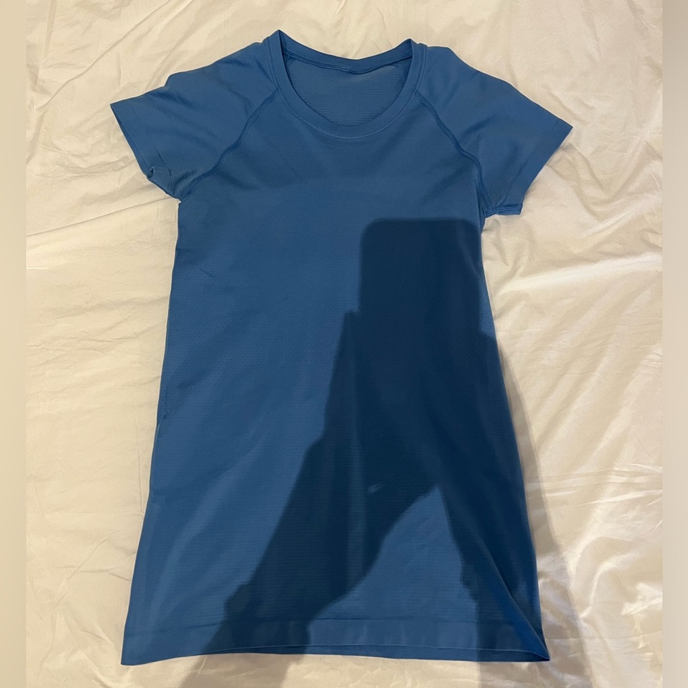 Blue Lululemon swiftly tech short sleeve